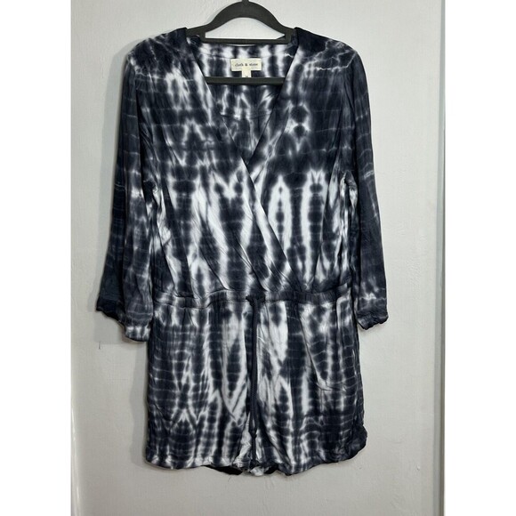 Cloth and Stone Tie Dye Sleeveless‎ Romper Gray White Pockets Size Medium - Picture 2 of 12